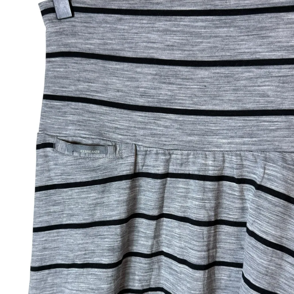 Icebreaker Women’s Sz Small Merino Wool Skirt Gray Black Stripes Allure - Image 4