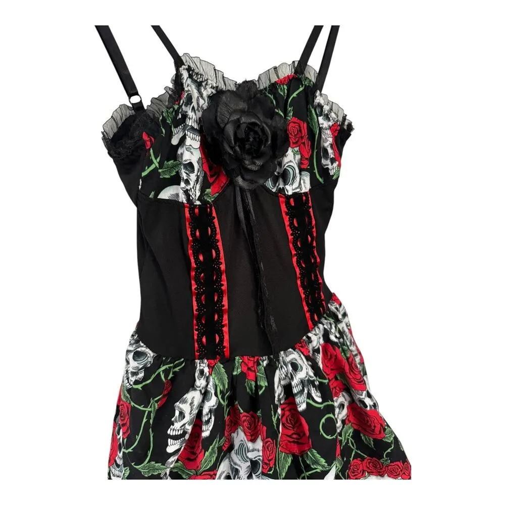 Lip Service sugar skull dia Skull & Rose dress Goth & Punk dress size XS - Image 15