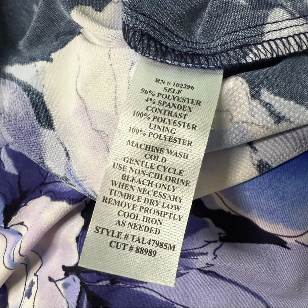 Connected Apparel Gathered-Waist 3/4-Sleeve Sheath Dress Navy Periwinkle Sz 14 - Image 6