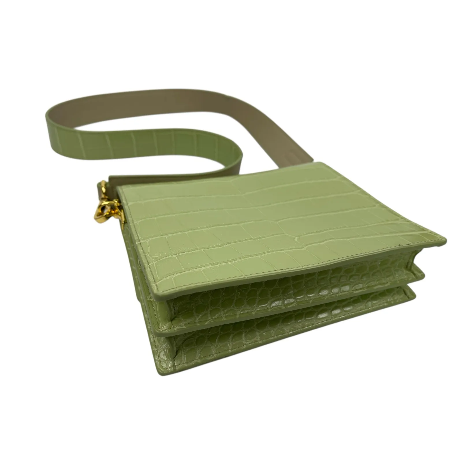 JW Pei Mini Flap Green Croc Faux Leather Vegan Crossbody Strap Bag Handbag OS - Image 4
