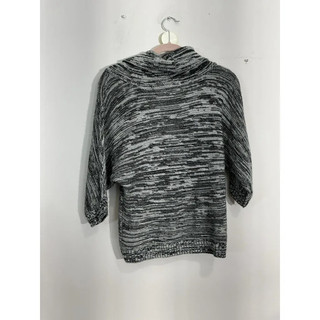 Womans NY & Co Small Black White Open Knit Shimmering Cowl Neck Sweater - Image 2