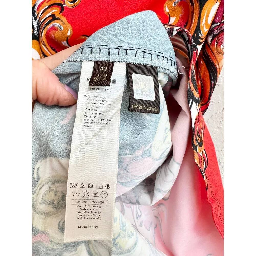 Roberto Cavalli Sleeveless Printed Sheath Mini Dress Multi Women's IT 42 / US 4 Red - Image 5