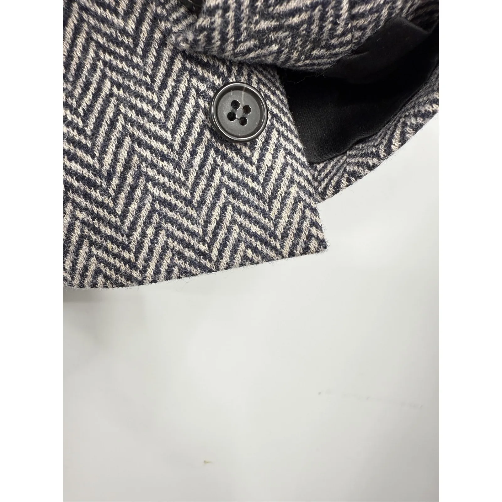 Theory Blazer Womens 6 Gray Herringbone Wool Blend Button Front Abbot Lined - Image 10