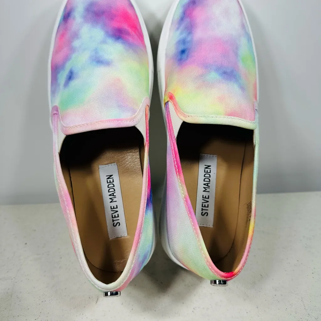 Steve Madden Shoes Womens 7.5 Toshe Sneakers Multicolor Canvas Slip On TSHE01S1 - Image 5