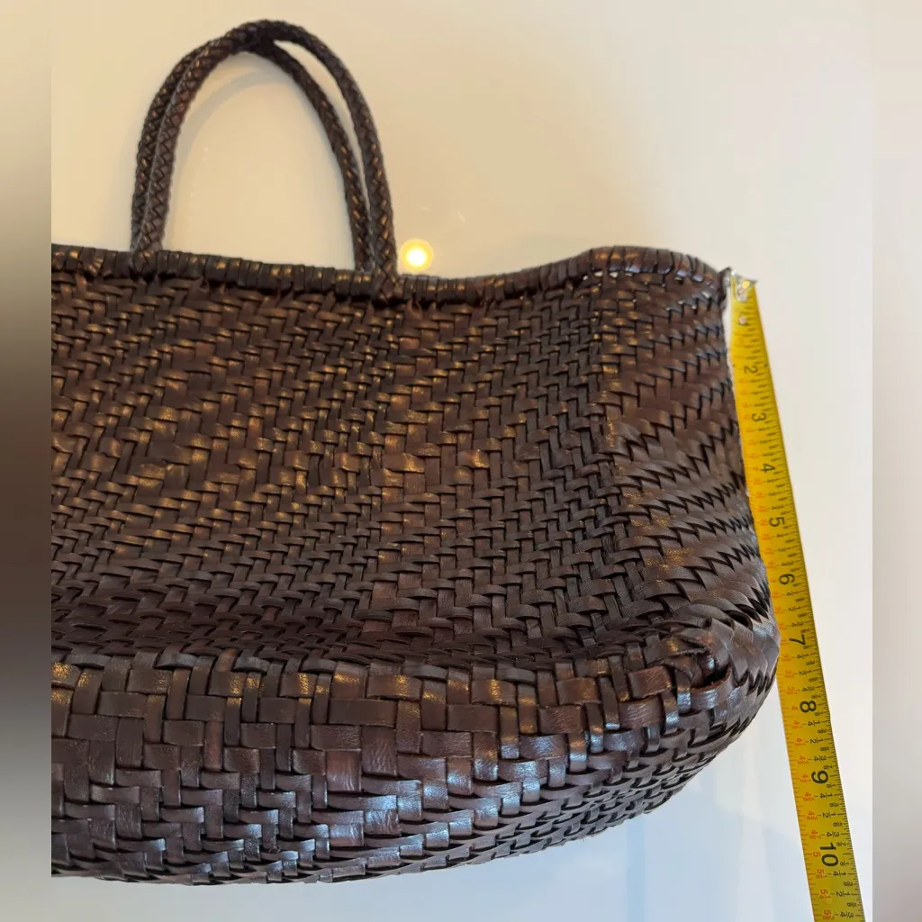 Dragon Diffusion Women Big Leather Woven Basket Tote Bag Brown - Image 10