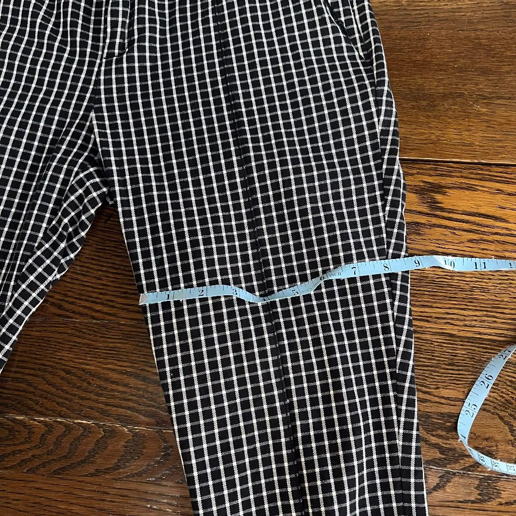 Anthropology Essential Slim Pants Black and White Checkered Womens US Size 6 - Image 7