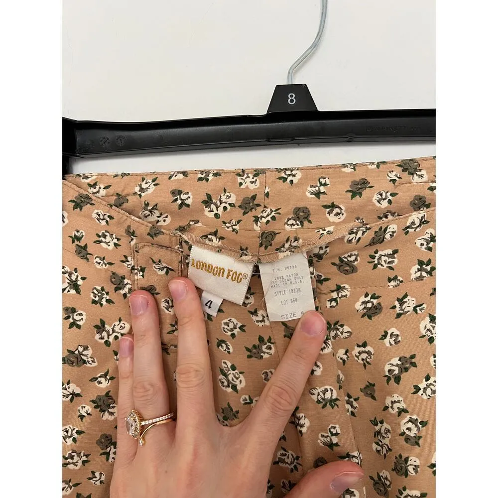 Vintage 80s London Fog Floral High Waisted Made in USA Rayon Shorts - Image 2