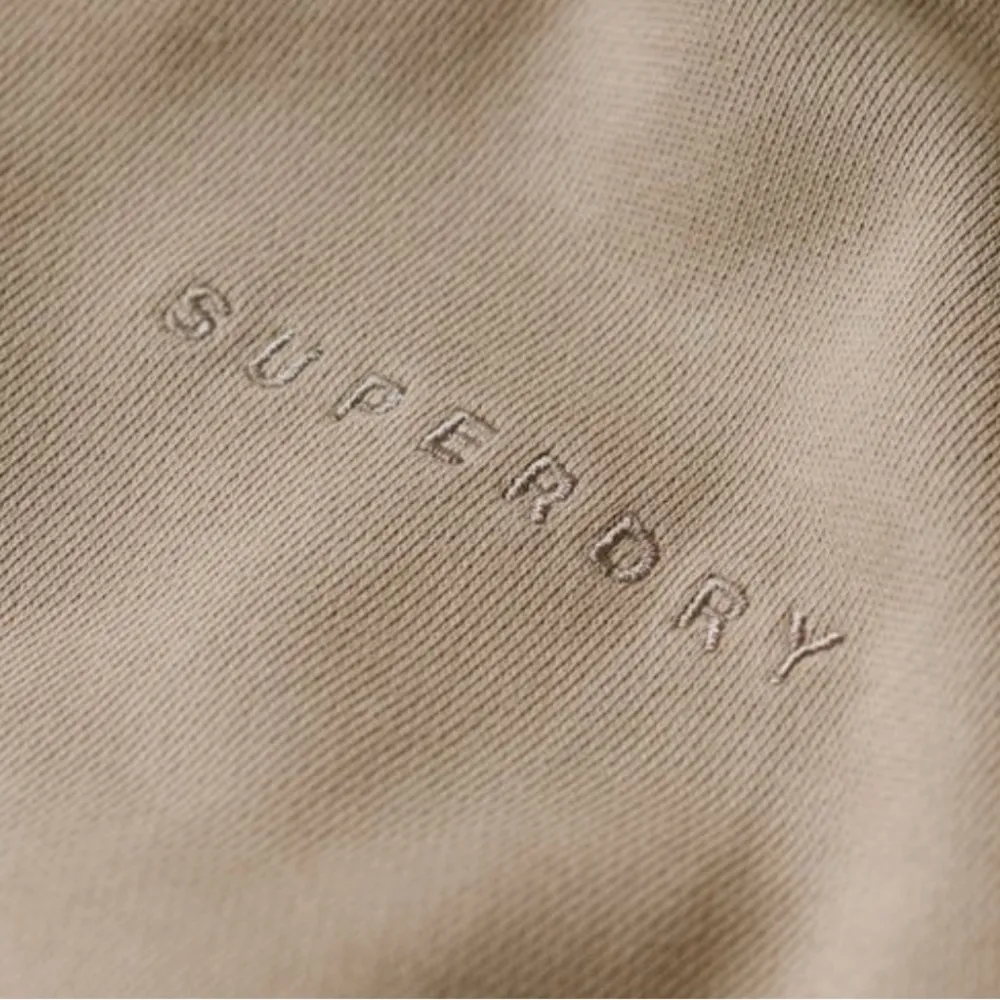 Superdry Micro Logo Embroidered Boxy Hoodie Women’s size 10 Taupe Sweatshirt NEW - Image 8