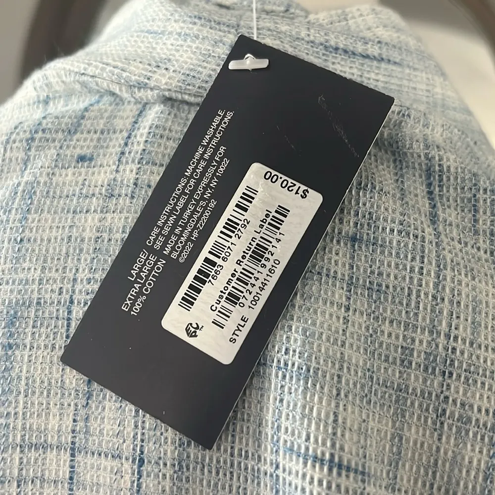 Hudson Park Collection Strié Print Waffle Bathrobe, Blue - Size L/XL New w/Tag - Image 5