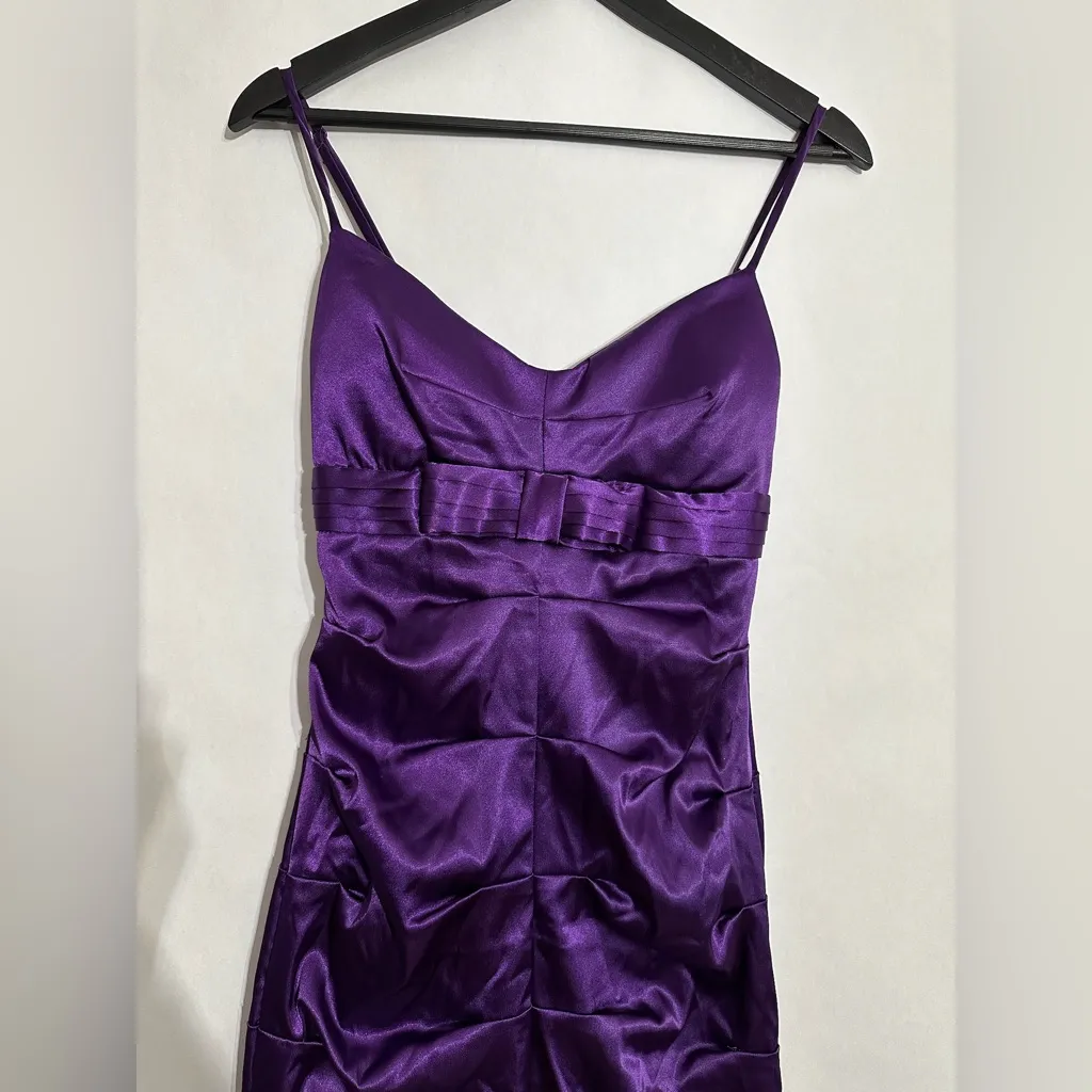 B. Darlin Purple Mini Cocktail Party Dress with Bow Detail Y2K Juniors Size 5/6 - Image 5