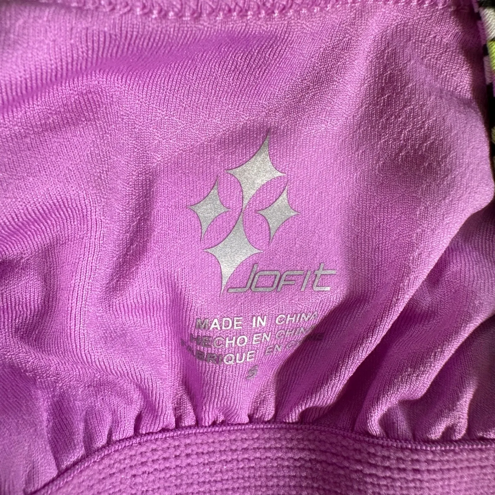 Jofit Wide Strap Crossover Back Active Top Women's Small Purple Green Shelf Bra - Image 6