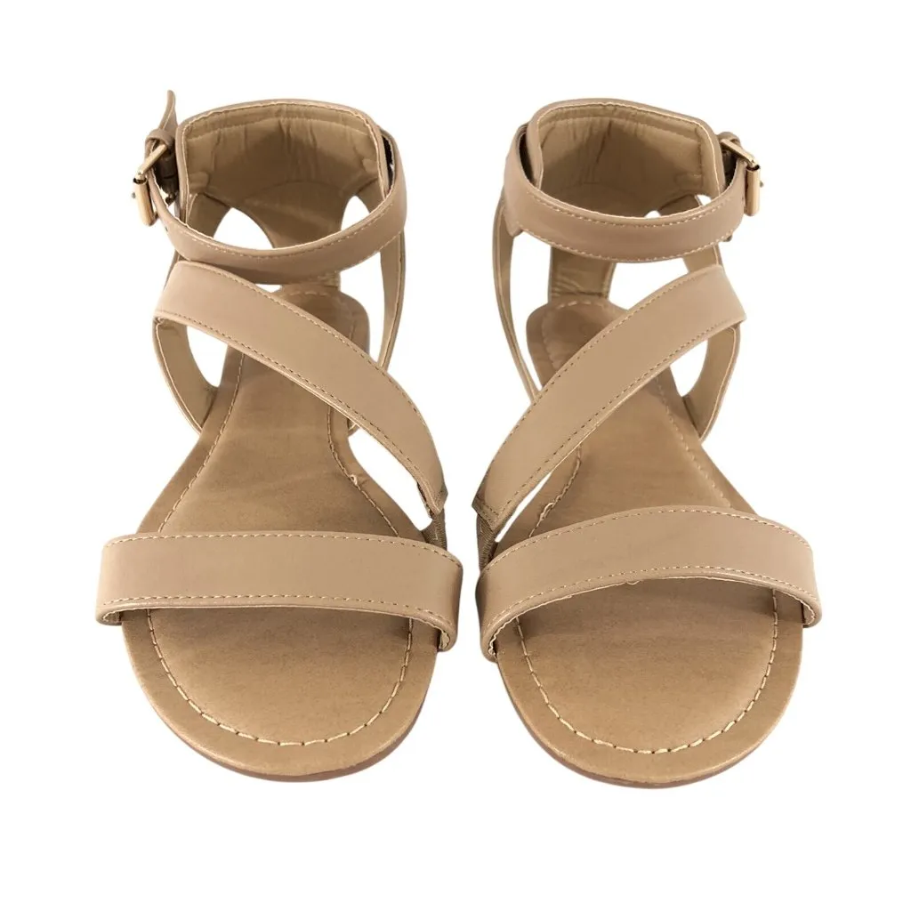 Dream Pairs Womens Sandals Faux Leather Beige Strappy Buckle Ankle Strap Size 8 - Image 2