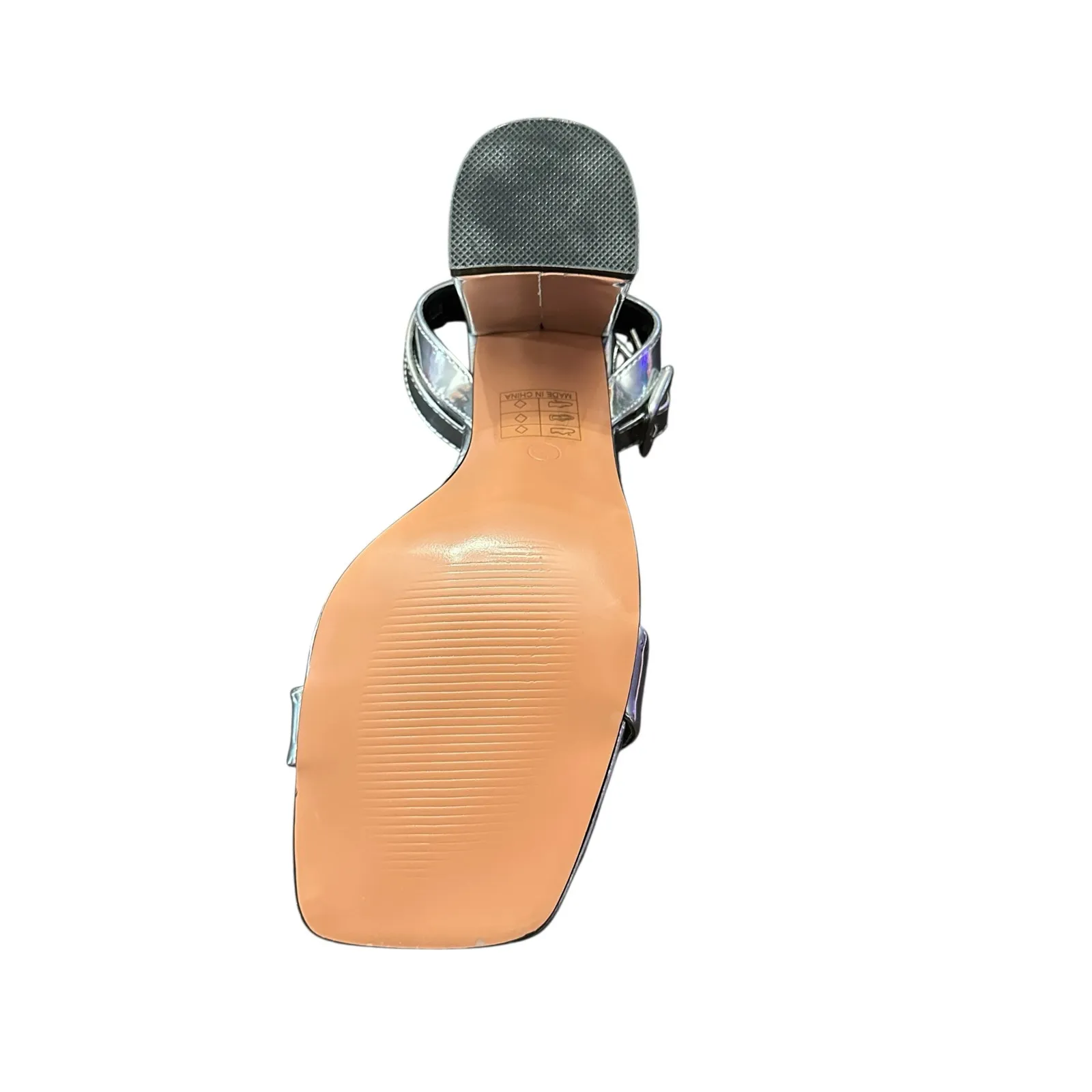 PrettyLittleThing Silver Metallic Thick Strap Block Heel Shoe Glam New Size 8 - Image 6