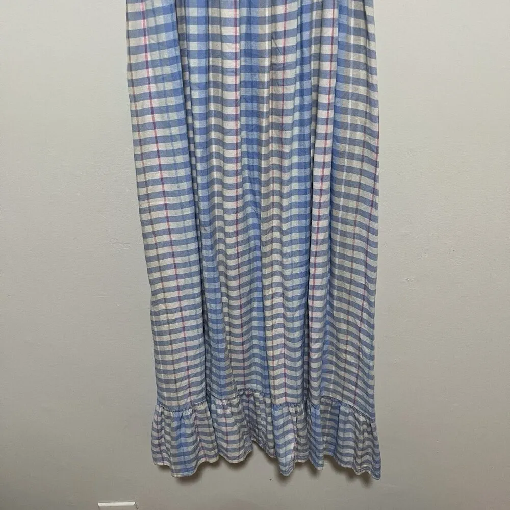 Rails Rumi Smocked Blue Ivory Sky Cherry Midi Linen Blend Dress Size Medium - Image 5