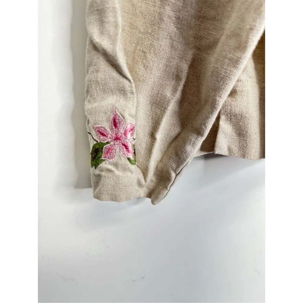 Relativity Women Asian Style Embroidered Jacket 100% Linen Size Large - Image 5