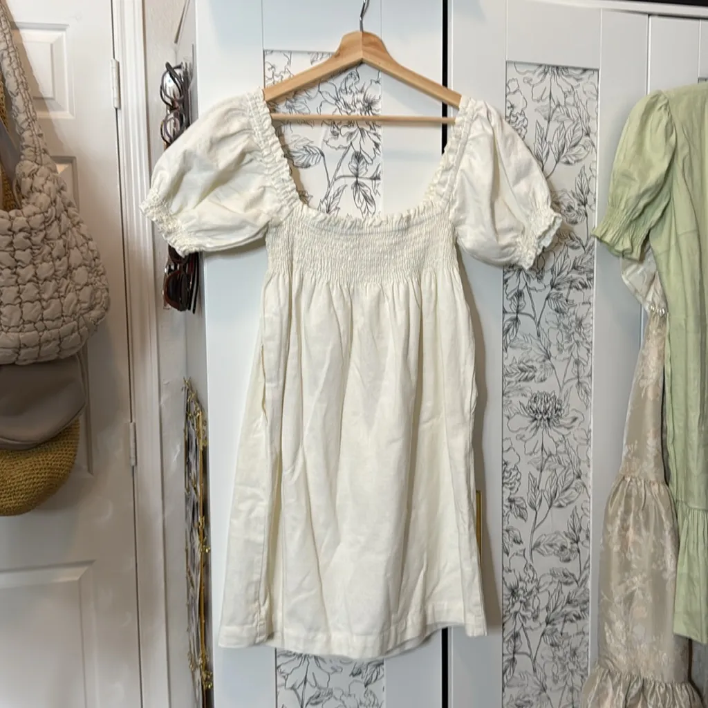 Faherty Ramona smocked babydoll organic cotton dress White - Image 13