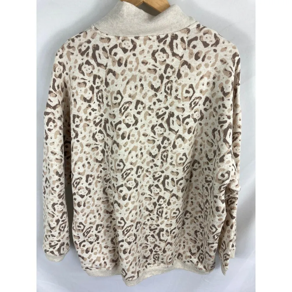 Aerie Animal Print 1/4 Zip Oversized Sweatshirt Size Medium - Image 2