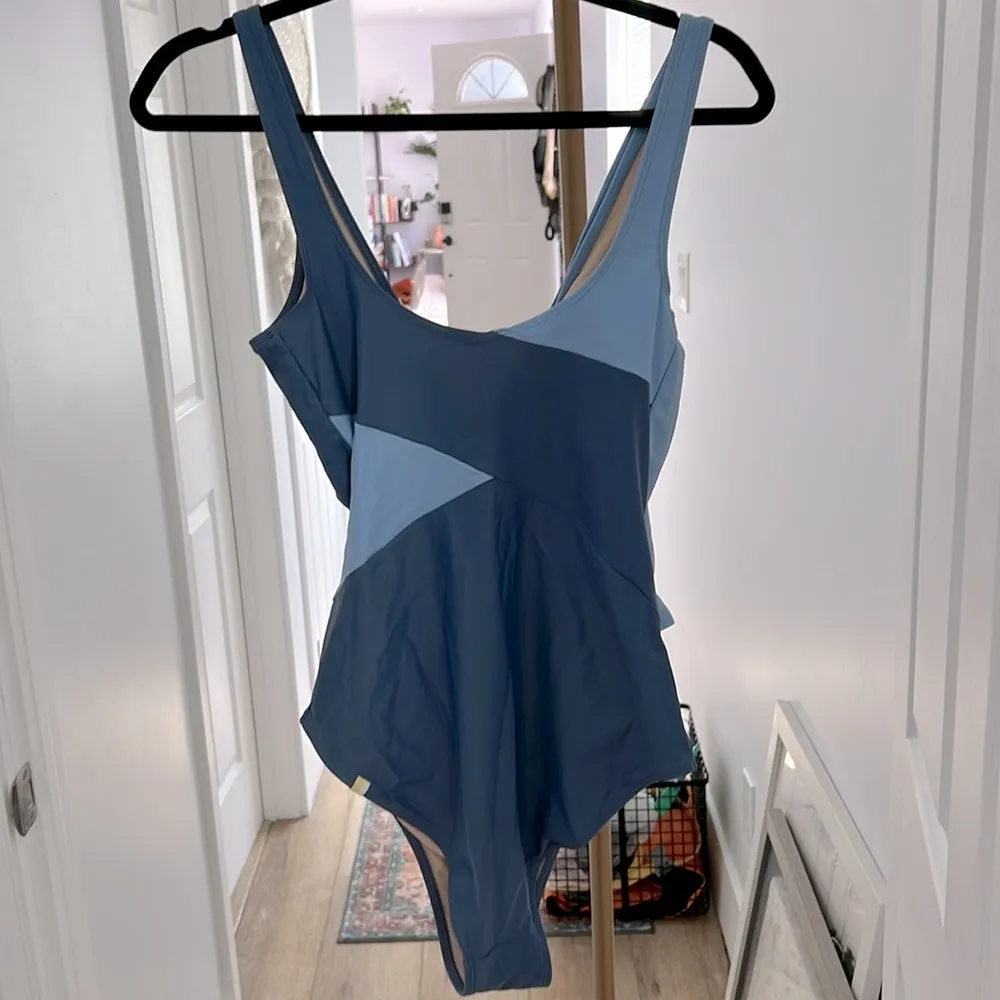 Summersalt The Perfect Wrap One Piece Swimsuit Sky Blue Mountain 10 Long $95 - Image 5