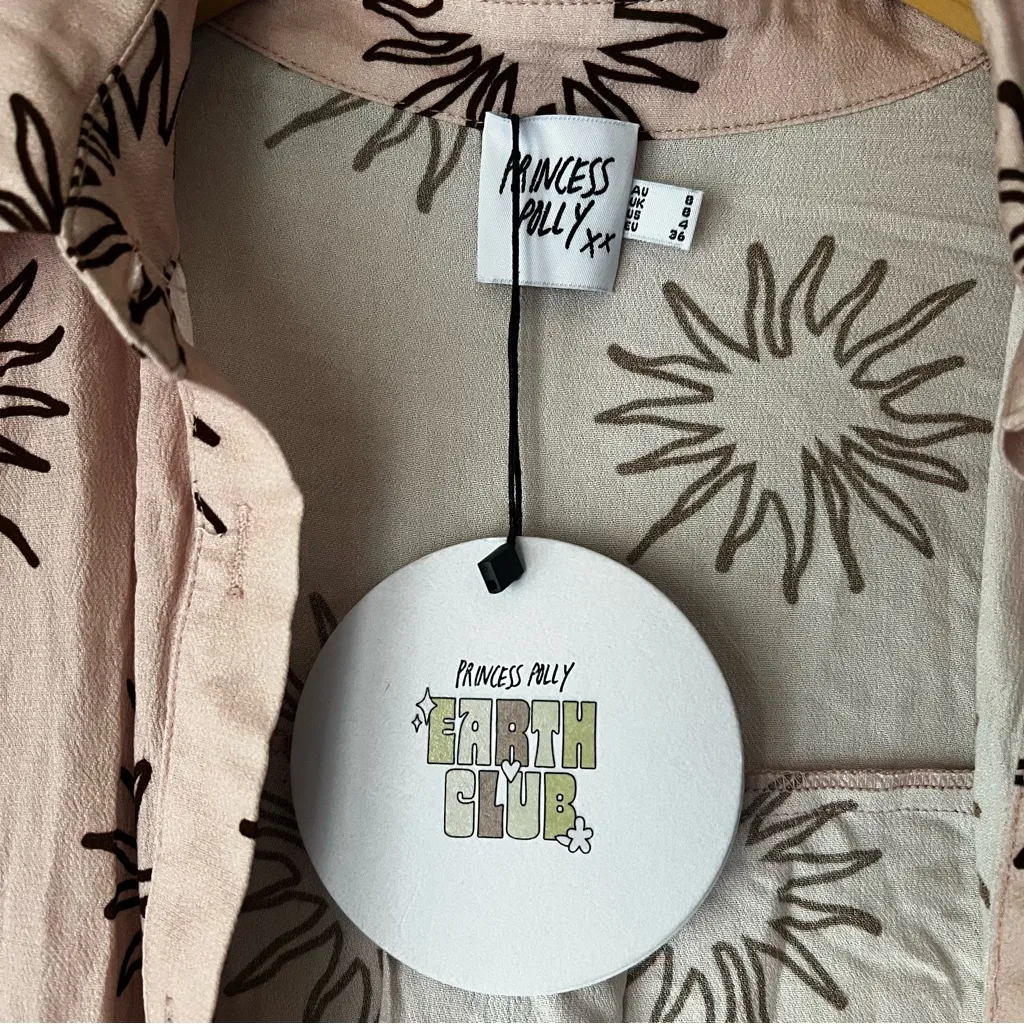 PRINCESS POLLY Freda Shirt Pink‎ Women’s SIZE 4 new boho coastal sun - Image 5