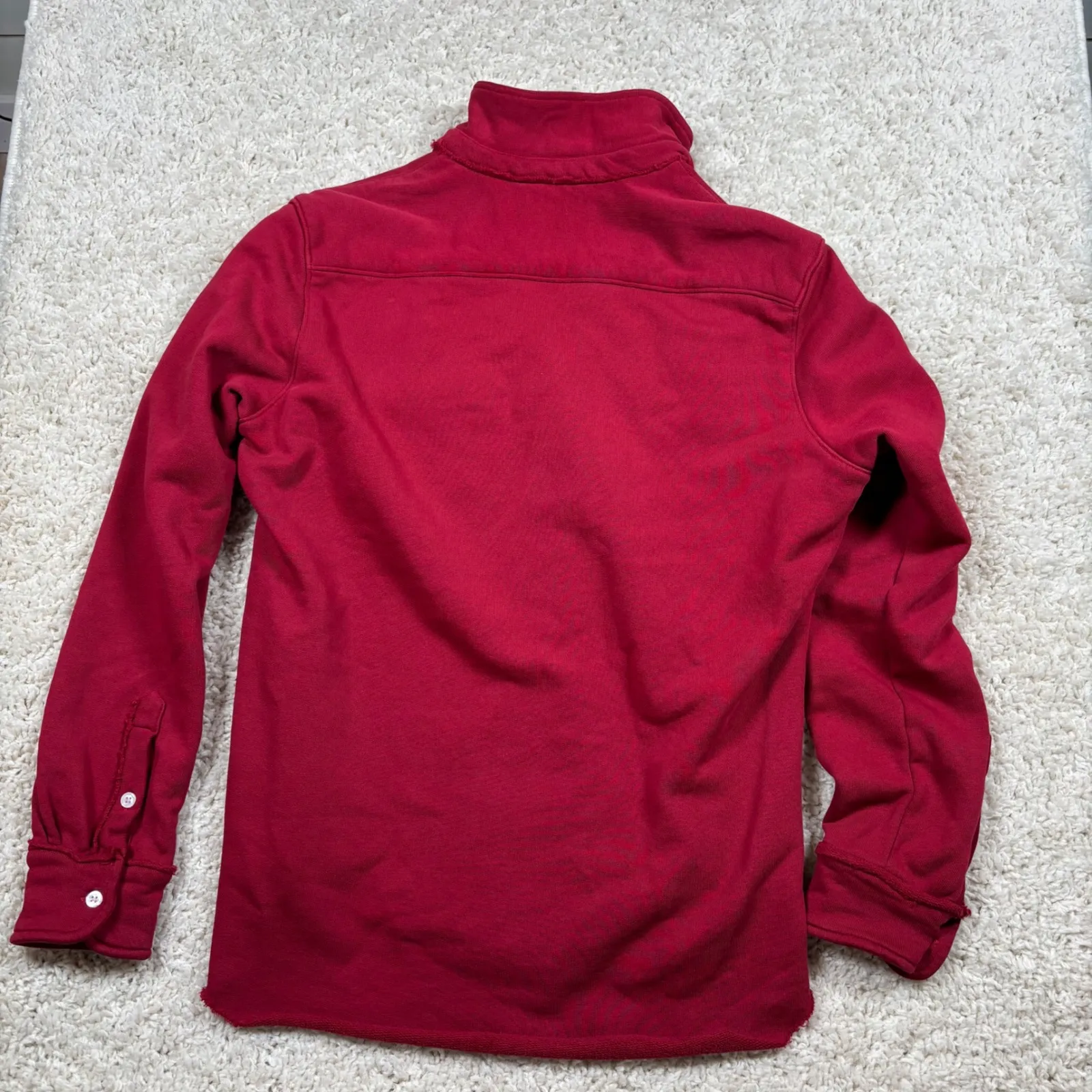 Frank & Eileen Red Cotton Distressed Button Down Shirt Sweatshirt XS - Image 10