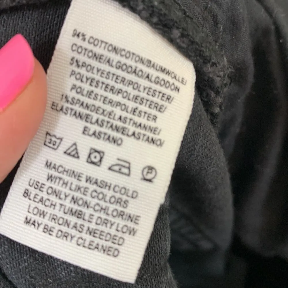 Free People High Rise Embroidered Raw Hem Black Cropped Straight Leg Jeans - Image 3