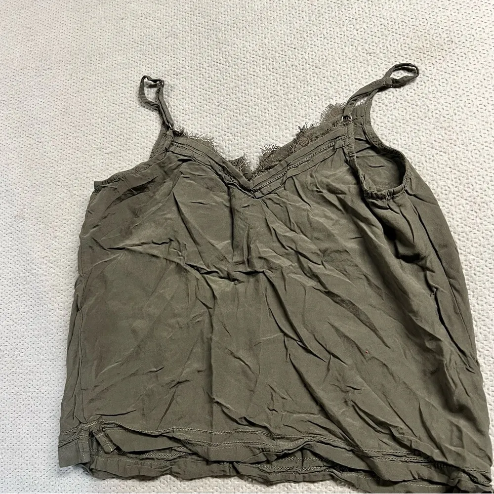 Khaki Taupe Lace Trim Cami Tank Top Size XSmall - Image 3