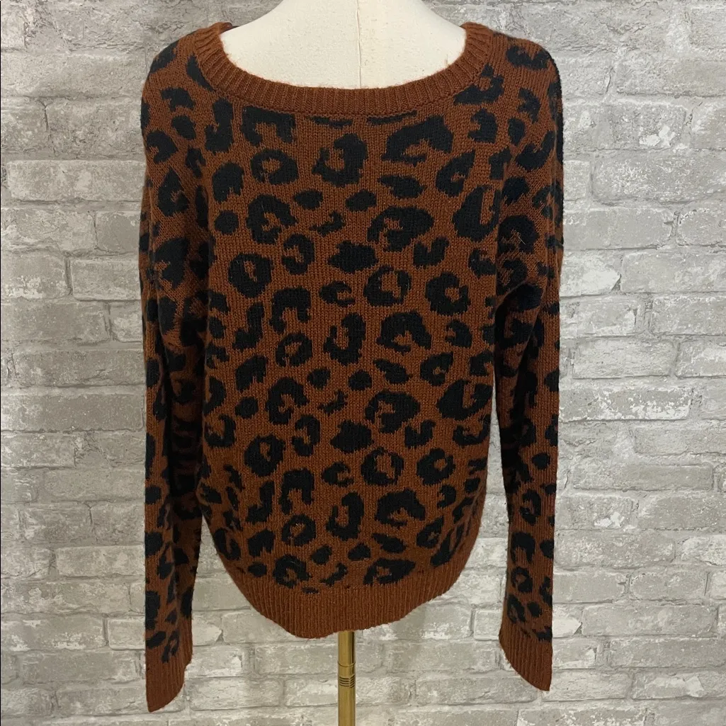 Pink Rose Leopard Print Sweater in Brown and Black - Image 3