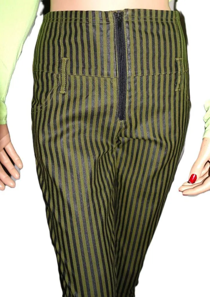 Spoon Jeans Green Black Striped Pants 7 - Image 2