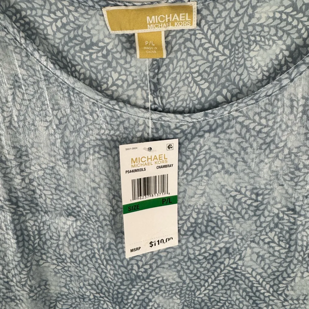 Michael Kors‎ Blue Boxy Short Sleeve Blouse - Image 3