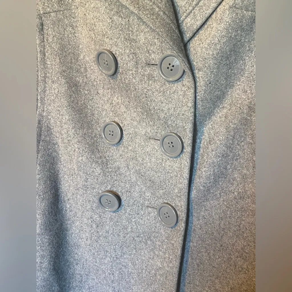 New York & Company Gray Button Down Wool Coat Peacoat Size 10 - Image 6