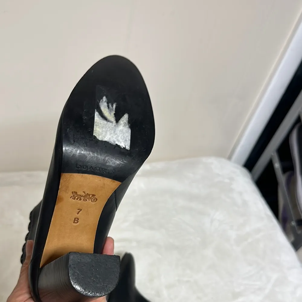 Coach Black Ankle Booties with Scalloped Trim - Image 2