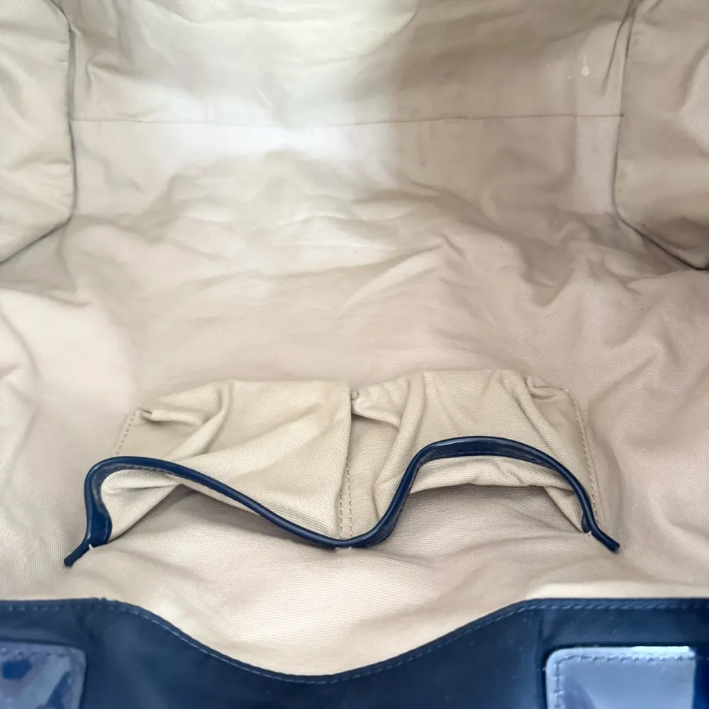 TORY BURCH Leather-Trimmed Navy Ella Tote bag Women’s Size L - Image 11