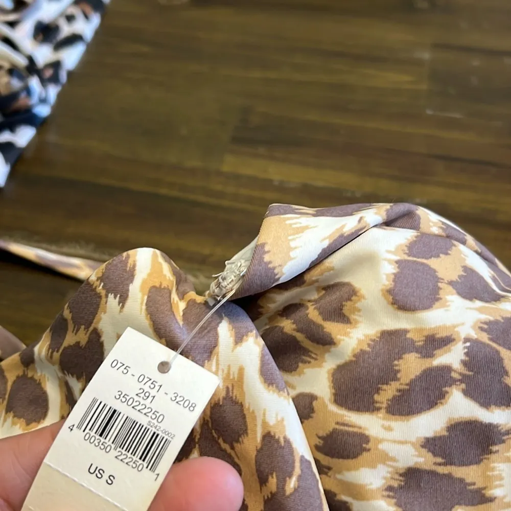 Aerie Animal Print Wrap One Piece Bikini Tan Brown Cheetah Leopard small - Image 3