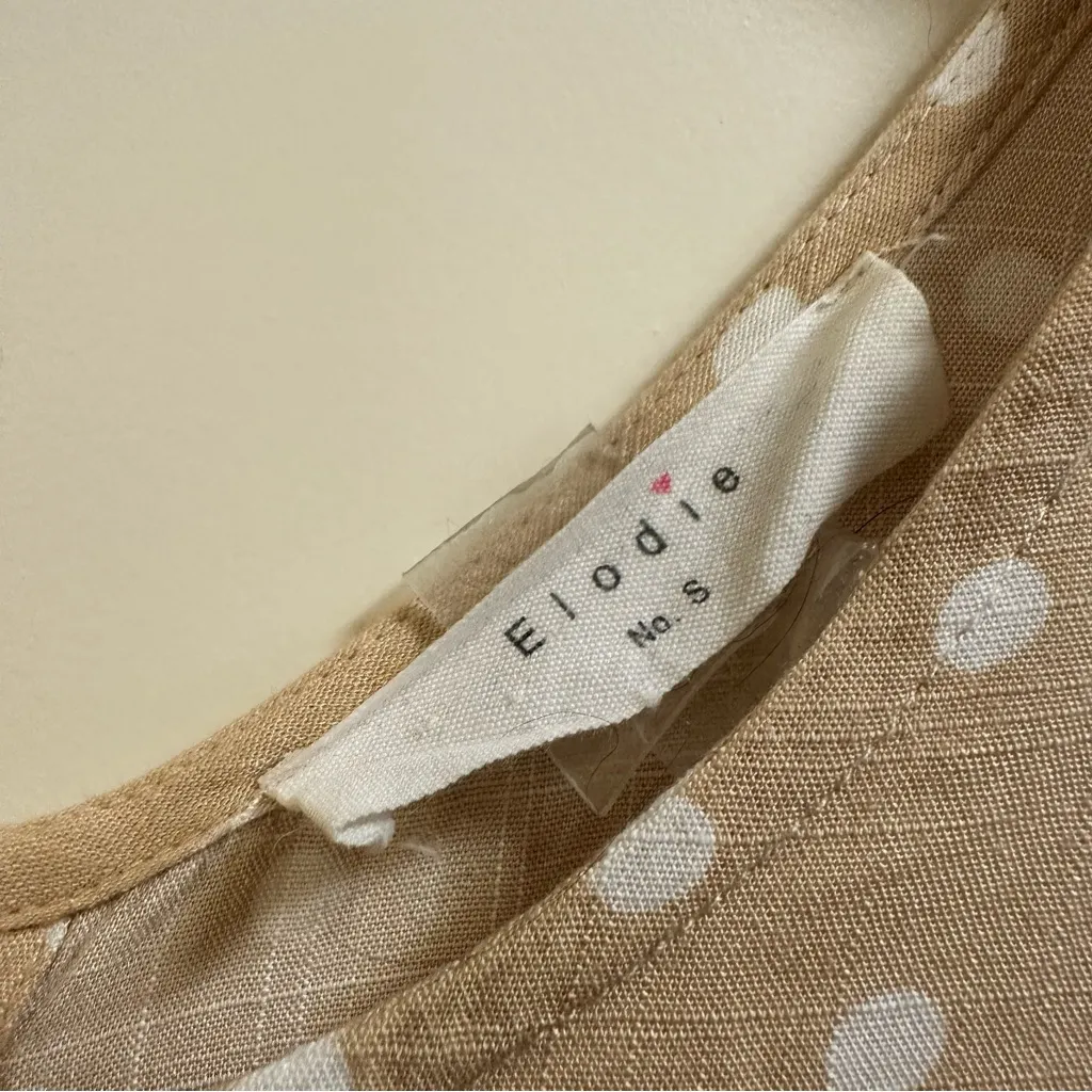 Anthropology Elodie Yellow Polka Dot Sleeveless Blouse Small - Image 6