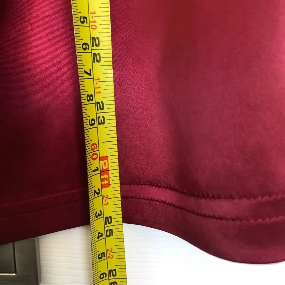 Burgundy Red Satin Mini Dress with AB Rhinestone Detail Size L - Image 9