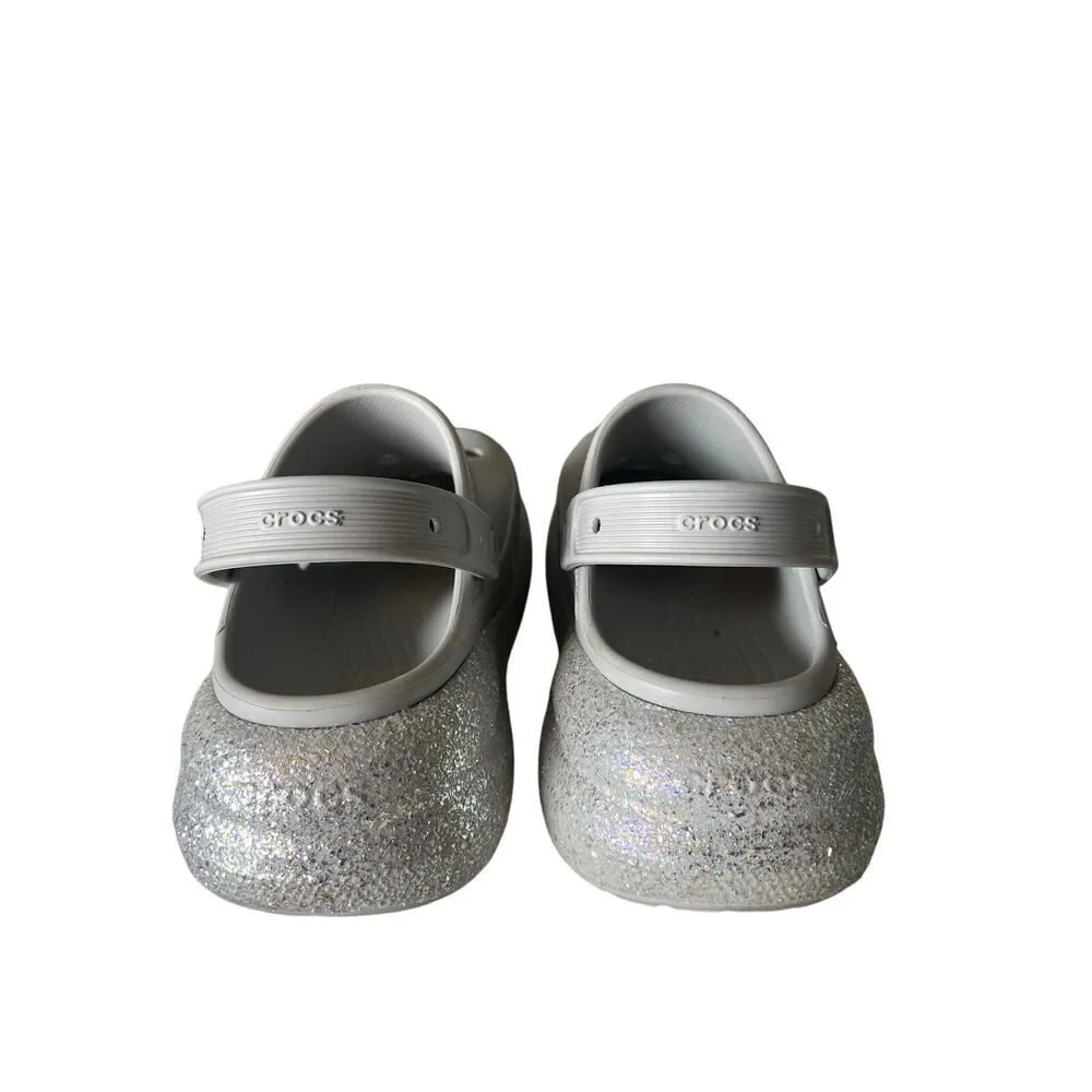 UNISEX CROCS PLATFORM CLOGS SILVER GLITTER WOMENS SIZE 12, MEN SIZE 10 - Image 6