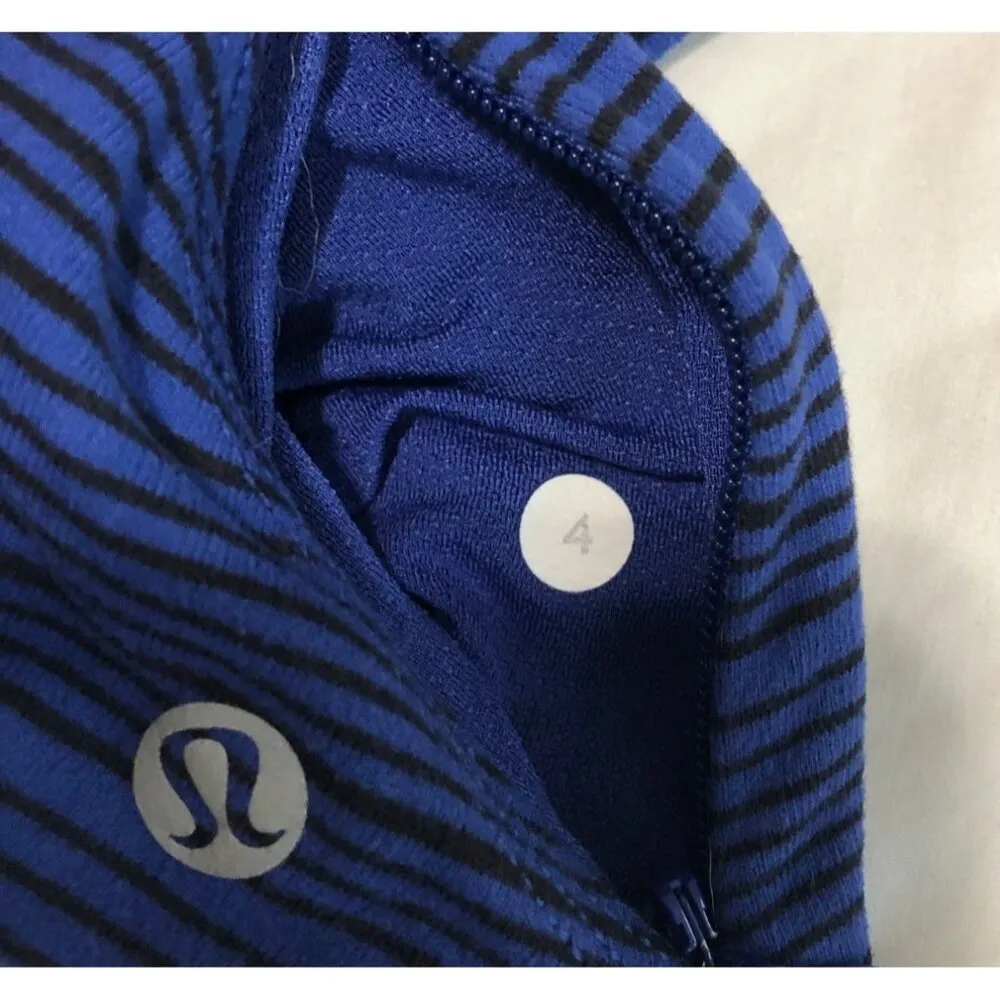 Lululemon Kanto Catch Me Long Sleeve Size 4 Stripe Sapphire Blue Black Top Shirt - Image 6