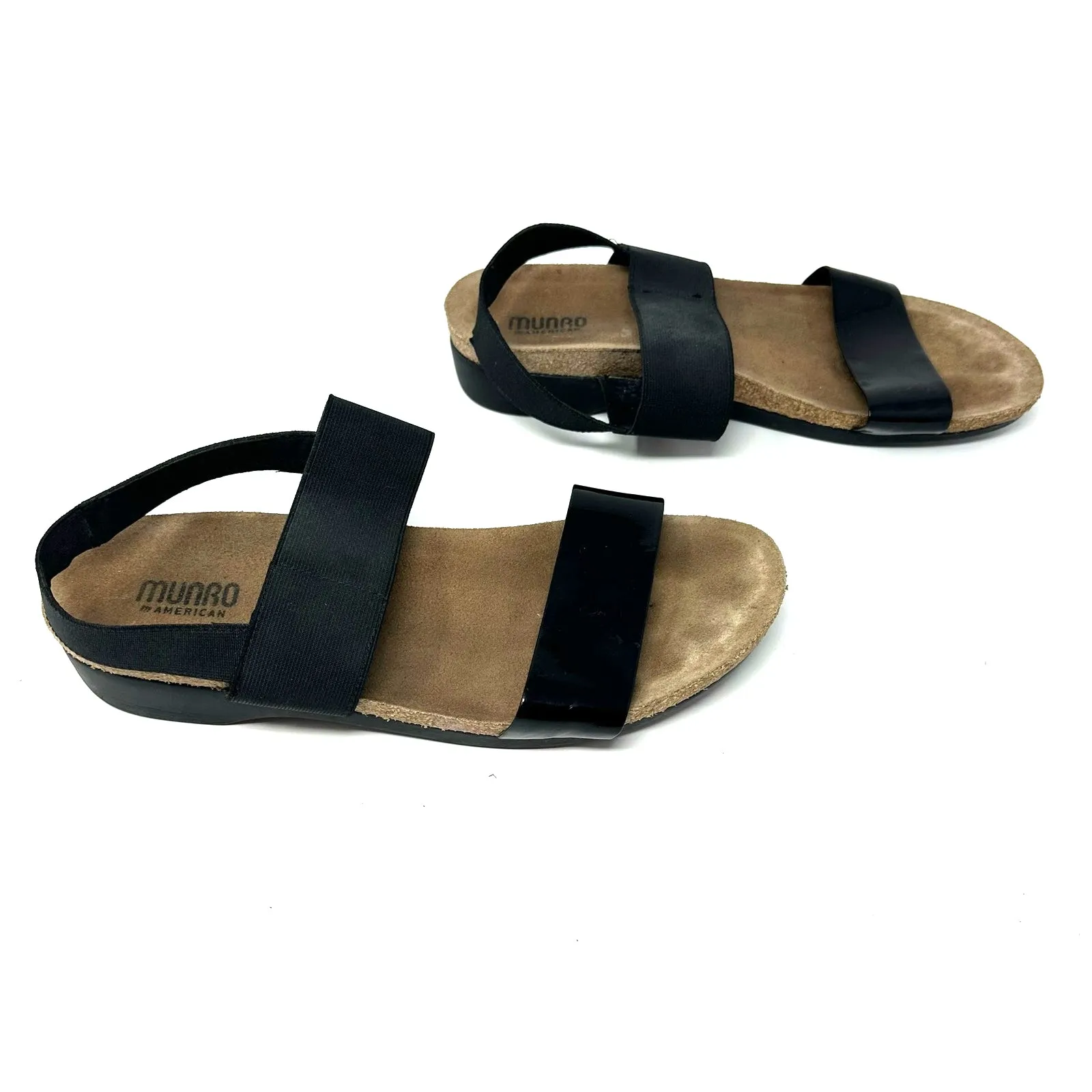 Munro‎ Size 10 Sandals Black Flat Sling Back Heel Casual Summer Wide Strap Beach - Image 3