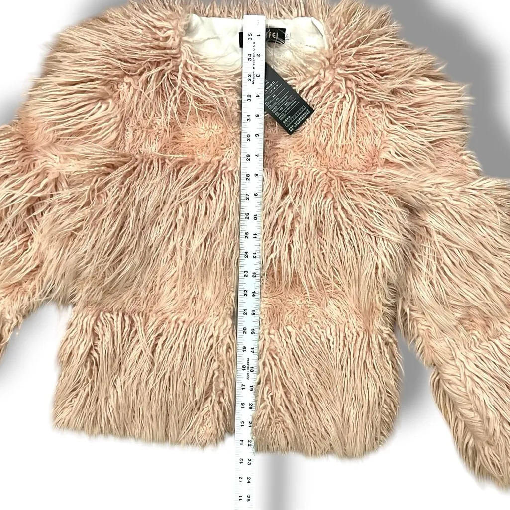NEW! Lanshifei Women’s Faux Fur Shaggy Jacket Mauve Pink Med Lined Fuzzy Bratz - Image 8
