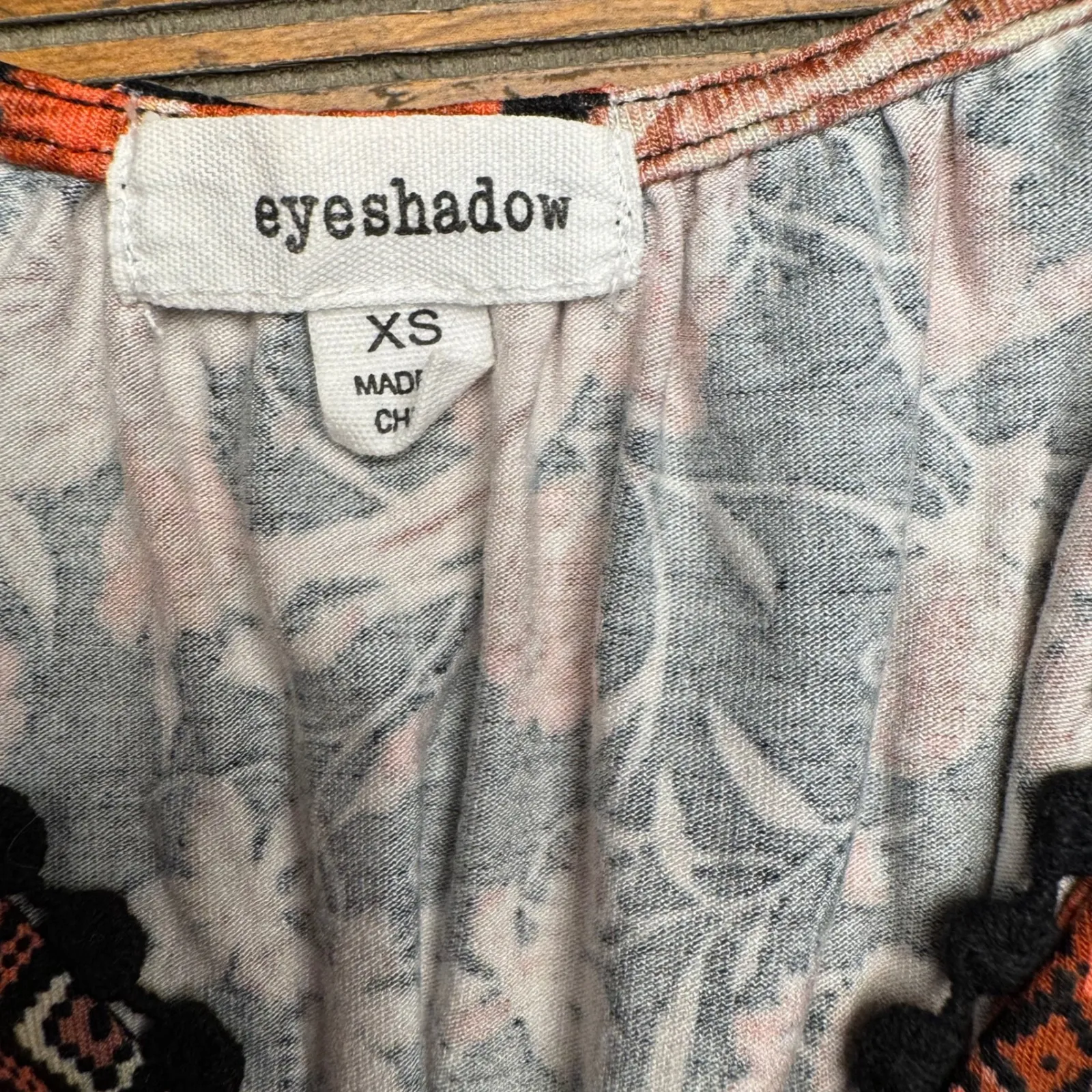 Eyeshadow‎ Black Orange Floral Geometric Pom Pom Trim Cami Top XS - Image 3