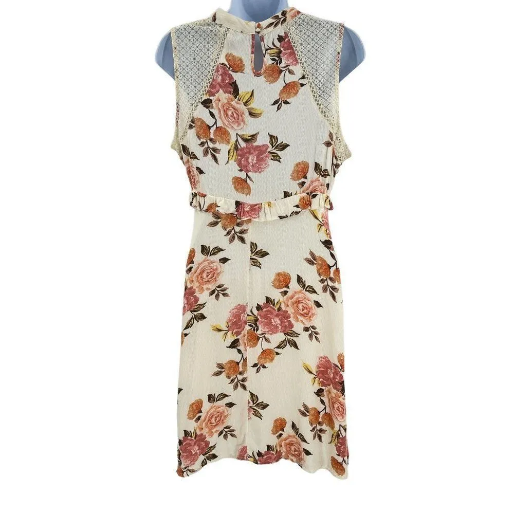 2/$30 Altar'd State Floral Print Sleeveless Tunic Shabby Chic Ruffle Dress - Image 3