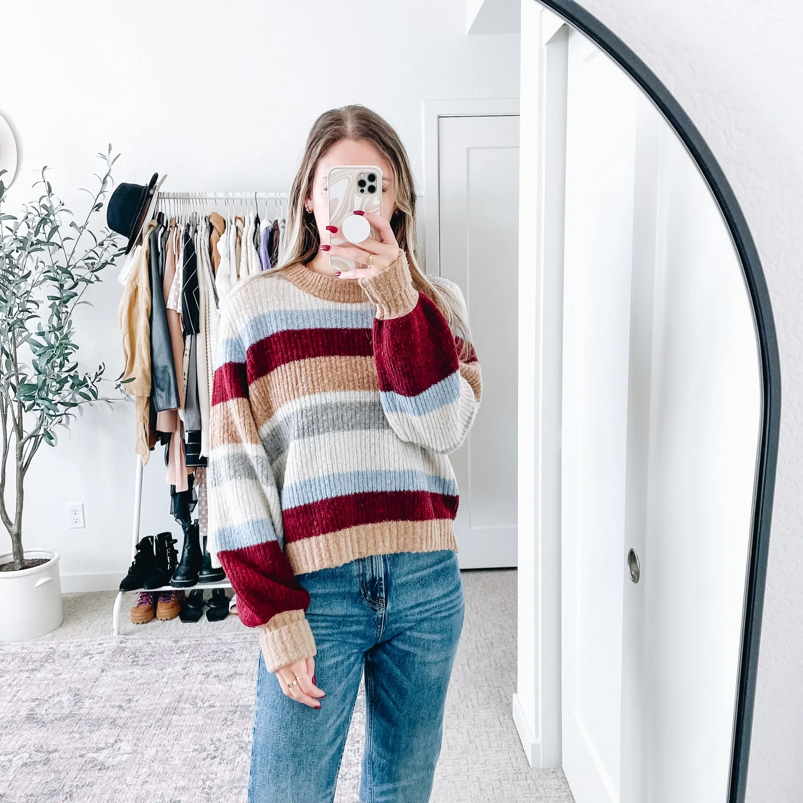 BAUM UND PFERDGARTEN Courtney Autumn Tan Striped Pullover Sweater Size XS - Image 4
