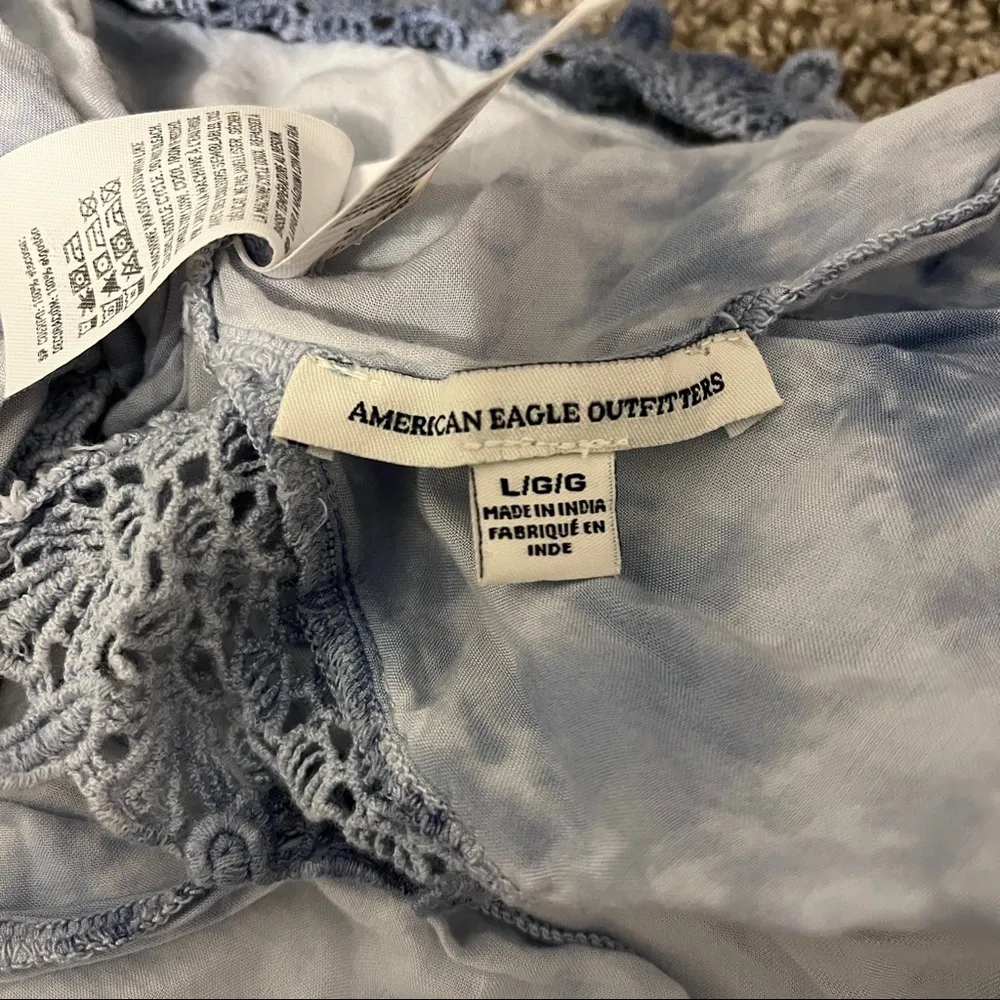 American Eagle blue & white tie dye halter top - Image 7