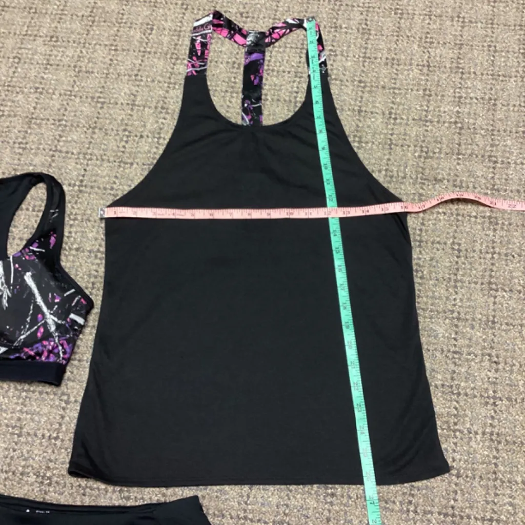 Moon Shine Muddy Girl Camo Black Pink Purple Sports Bra Shorts Tank Top * S/M Size undefined - Image 5