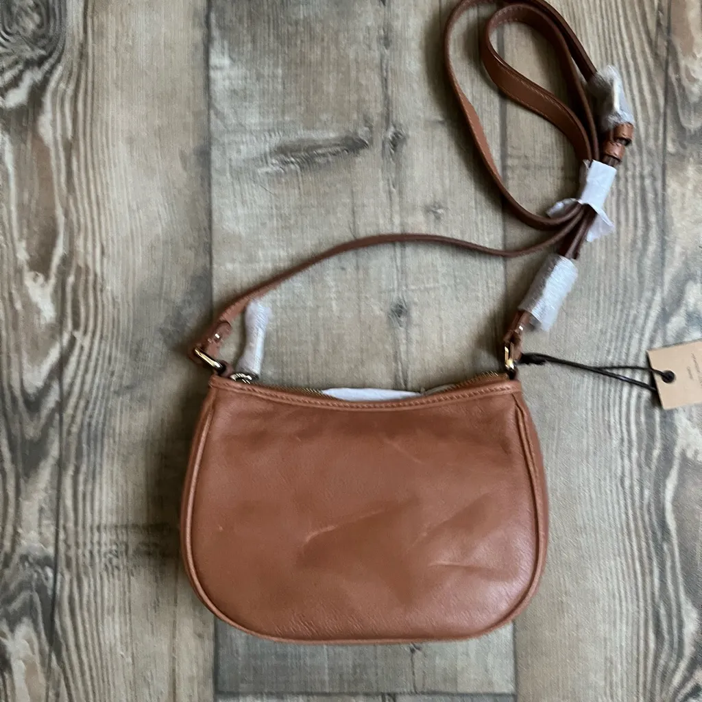 Cole Haan NWT Brown Leather Crossbody Bag with Woven Front Design - Image 3