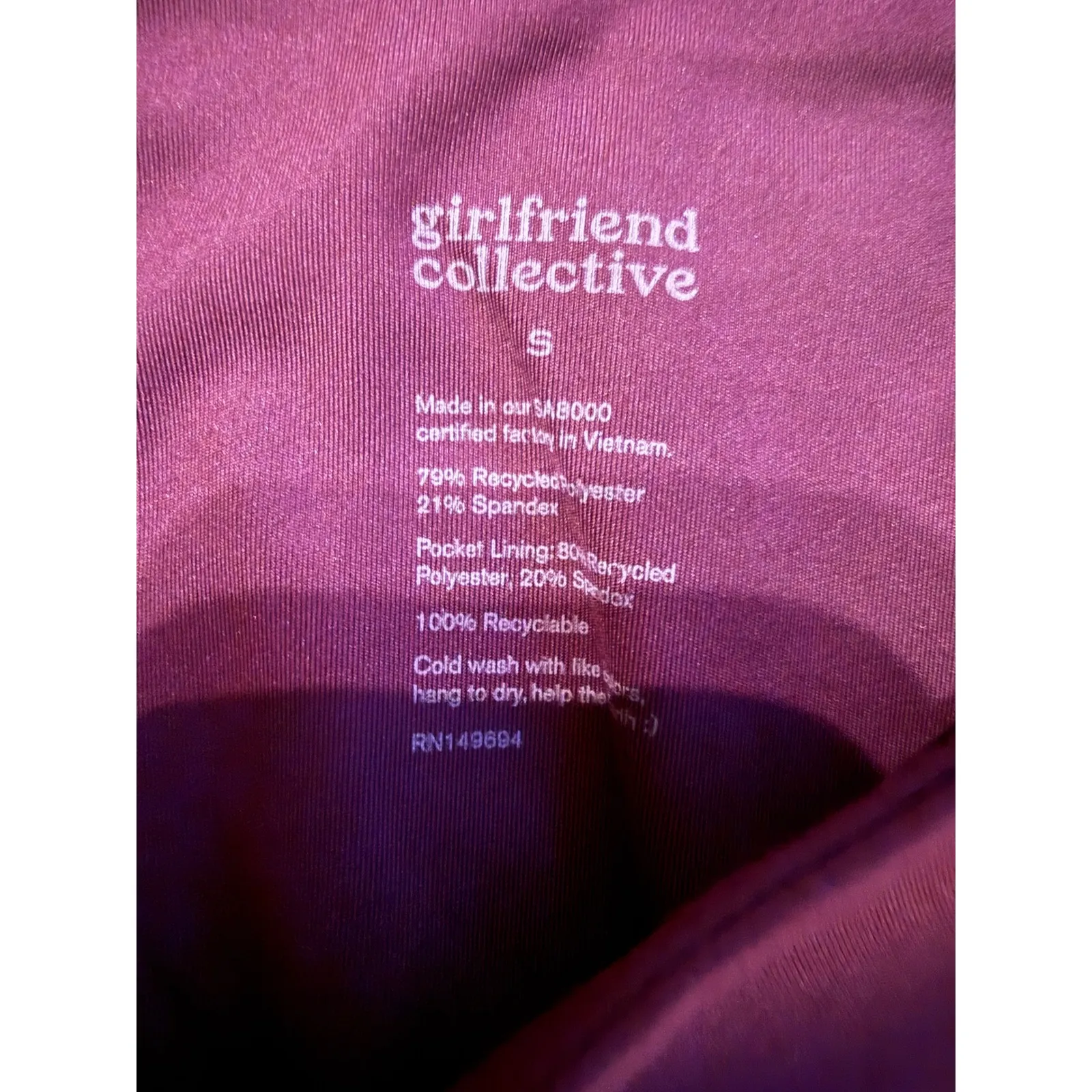 Girlfriend‎ Collective NWT High Rise Biker Shorts Women's Small Plum Workout - Image 6