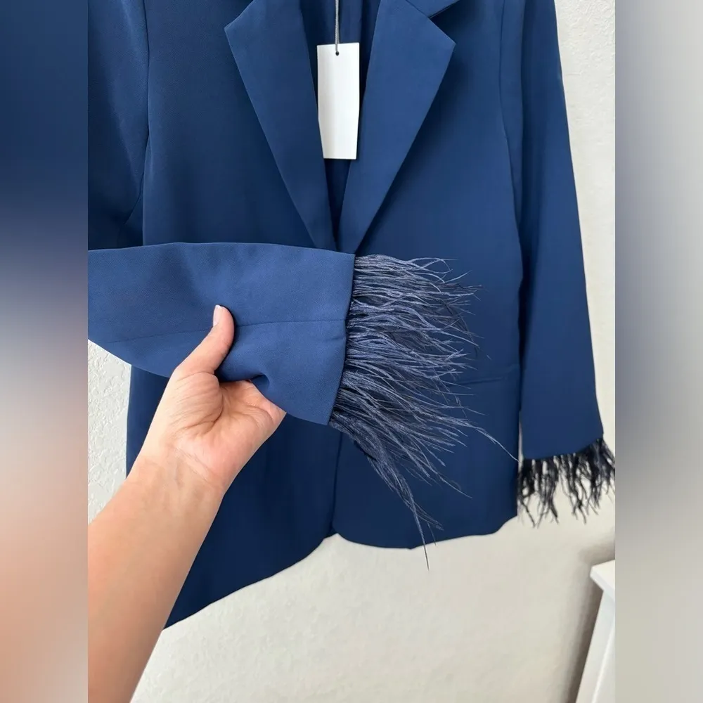 NWT WAYF Romer Blazer in Navy Blue Size small - Image 4