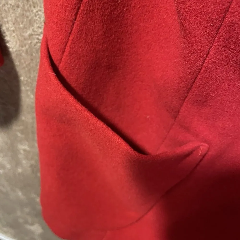 Vintage ANN TAYLOR Wool Blend Blazer Womens Sz 4 Red Four Button Jacket Pockets - Image 4