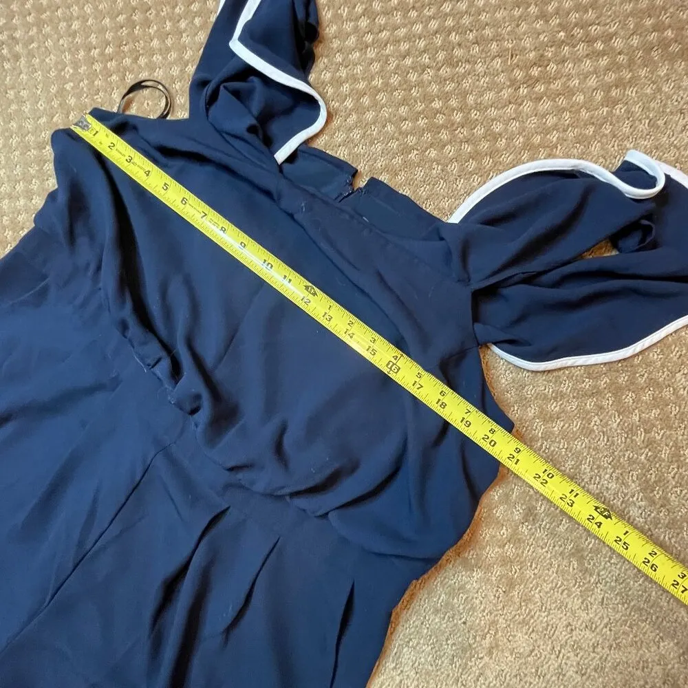 VINCE CAMUTO Navy White Nautical Cold Shoulder Jumpsuit SZ 14W Formal Dressy - Image 11