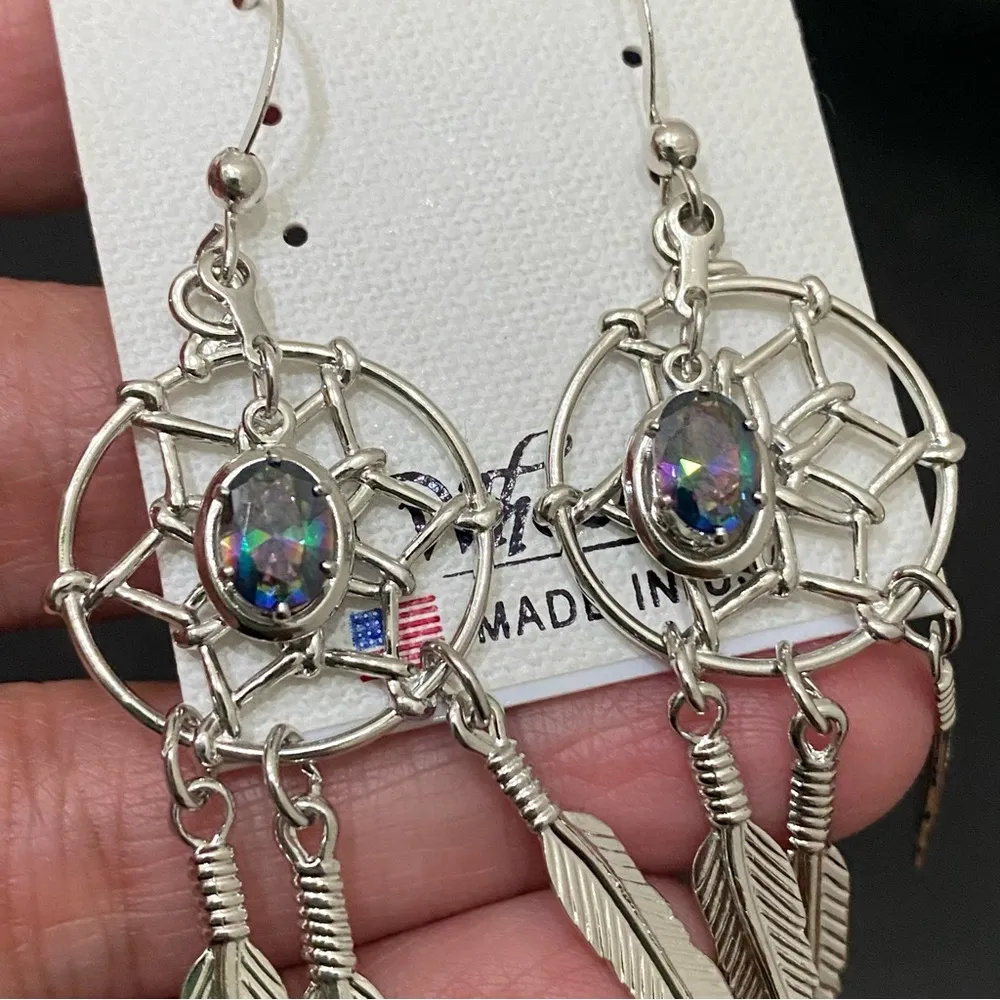 WHEELER Fashion  Zirconia Dreamcatcher Dangling Earrings - Image 8